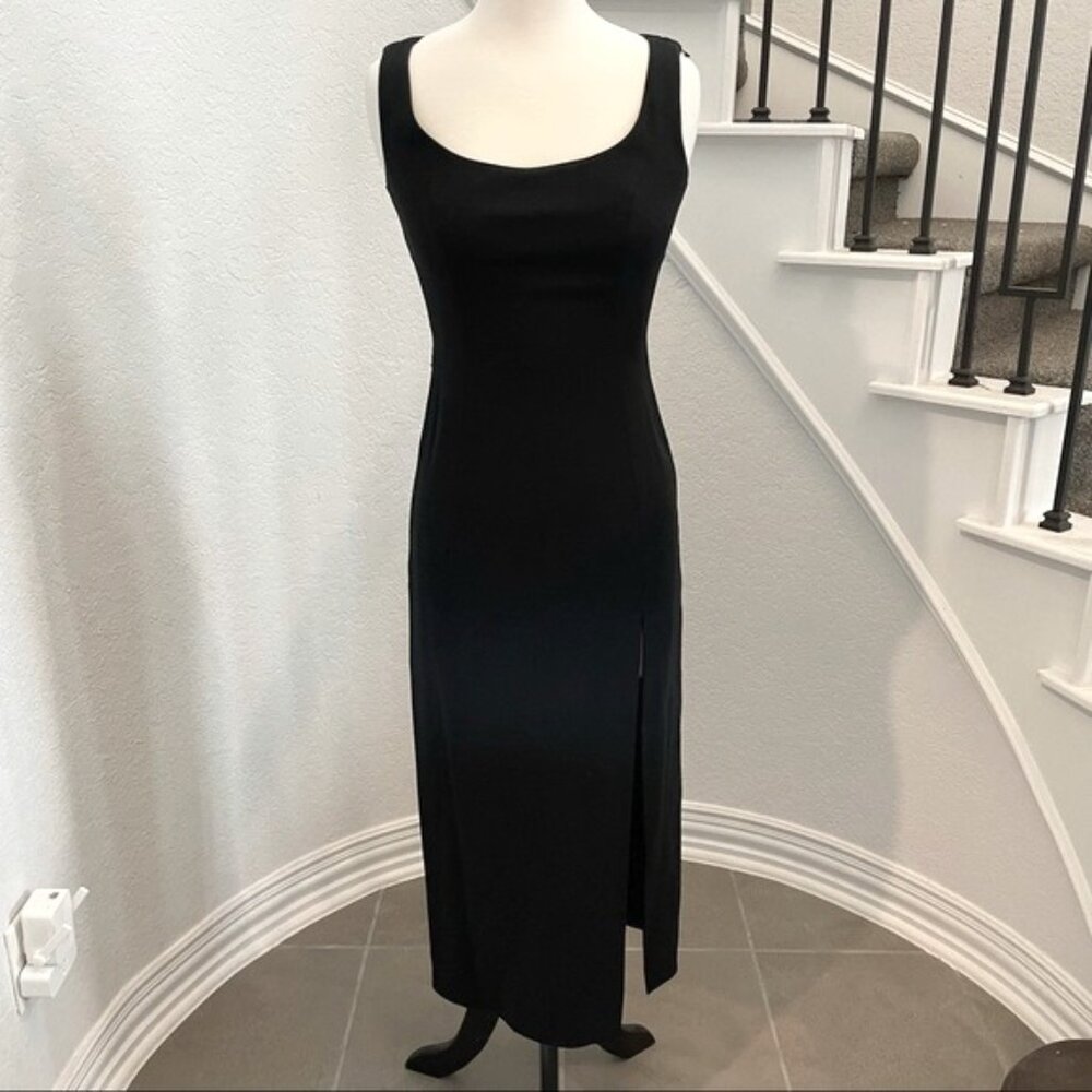 Vintage Ann Taylor fully lined formal black dress with side slit. 4